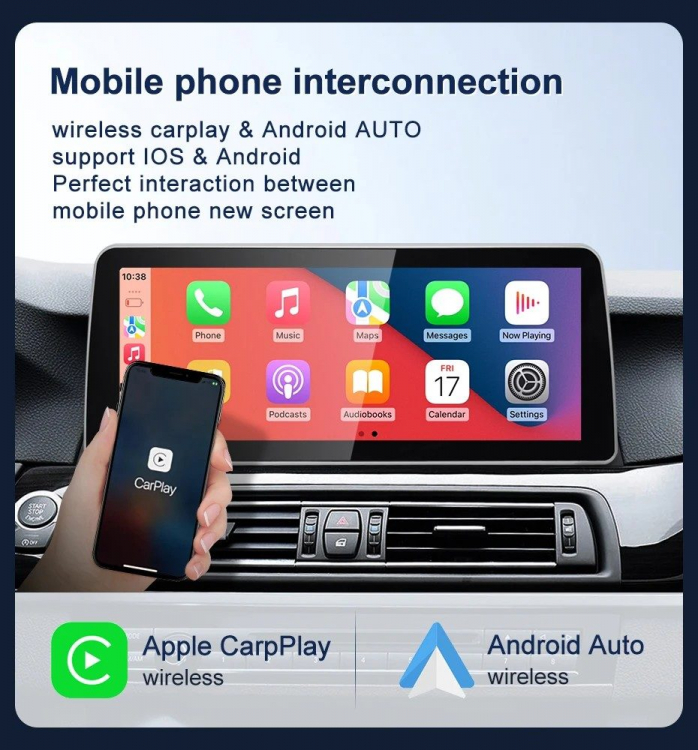 2025 12,3" Android-Display für BMW 5er F10/F11 – CIC – 4GB RAM 32GB ROM – Wireless CarPlay & Android Auto (ID6/ID7/ID8 UI)